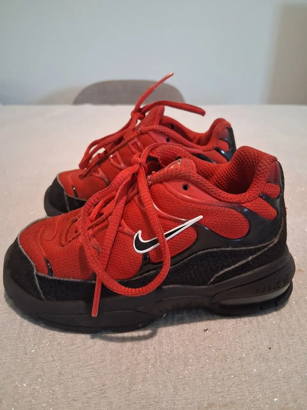 Nike Little Air Max Plus TD University Red Black CI5651-600 Size 7C No Insoles